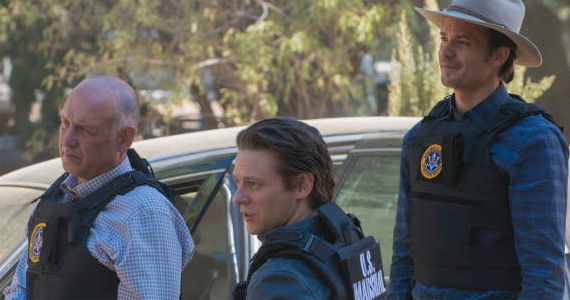 Nick Searcy Jacob Pitts and Timothy Olyphant in Justified Where's Waldo
