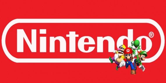 Nintendo logo with Super Mario characters