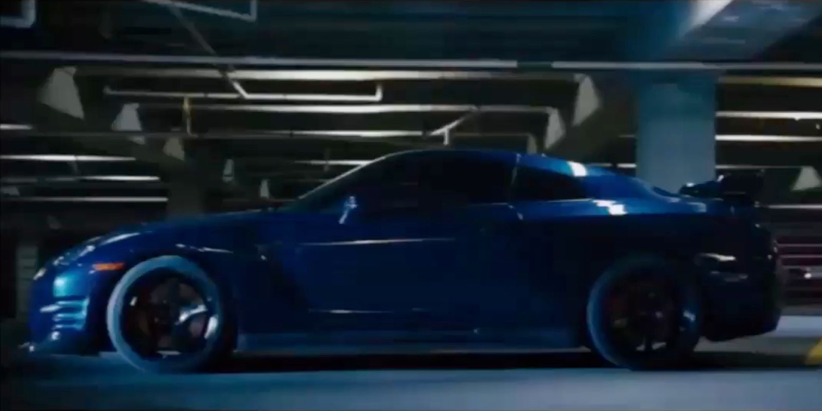 Nissan GT-R in parking garage in Furious 7