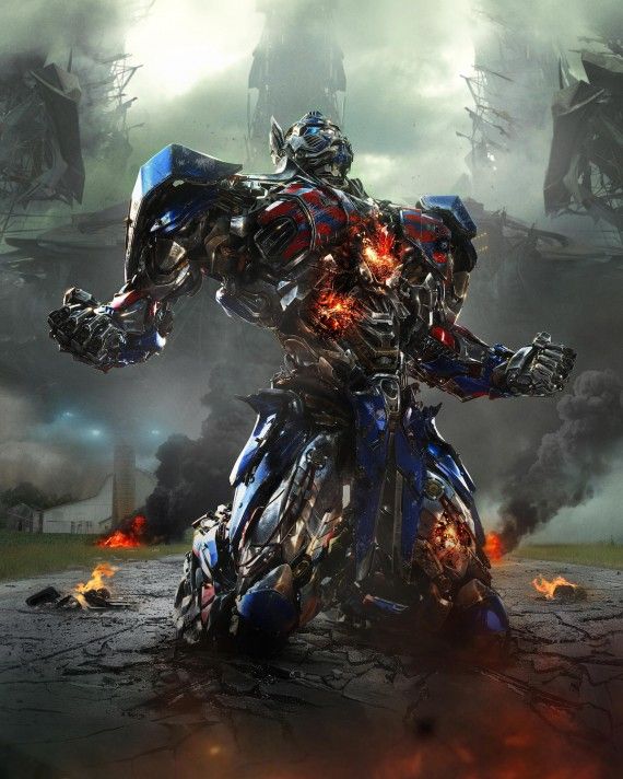 Optimus Prime Rising From the Flames in Transformers 4