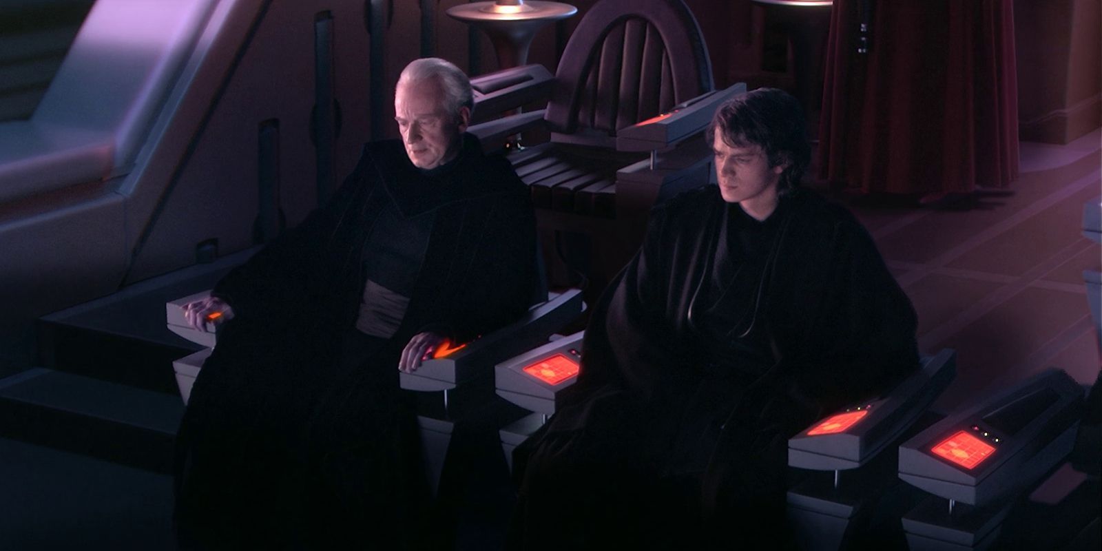 Palpatine and Anakin in Revenge of the Sith.