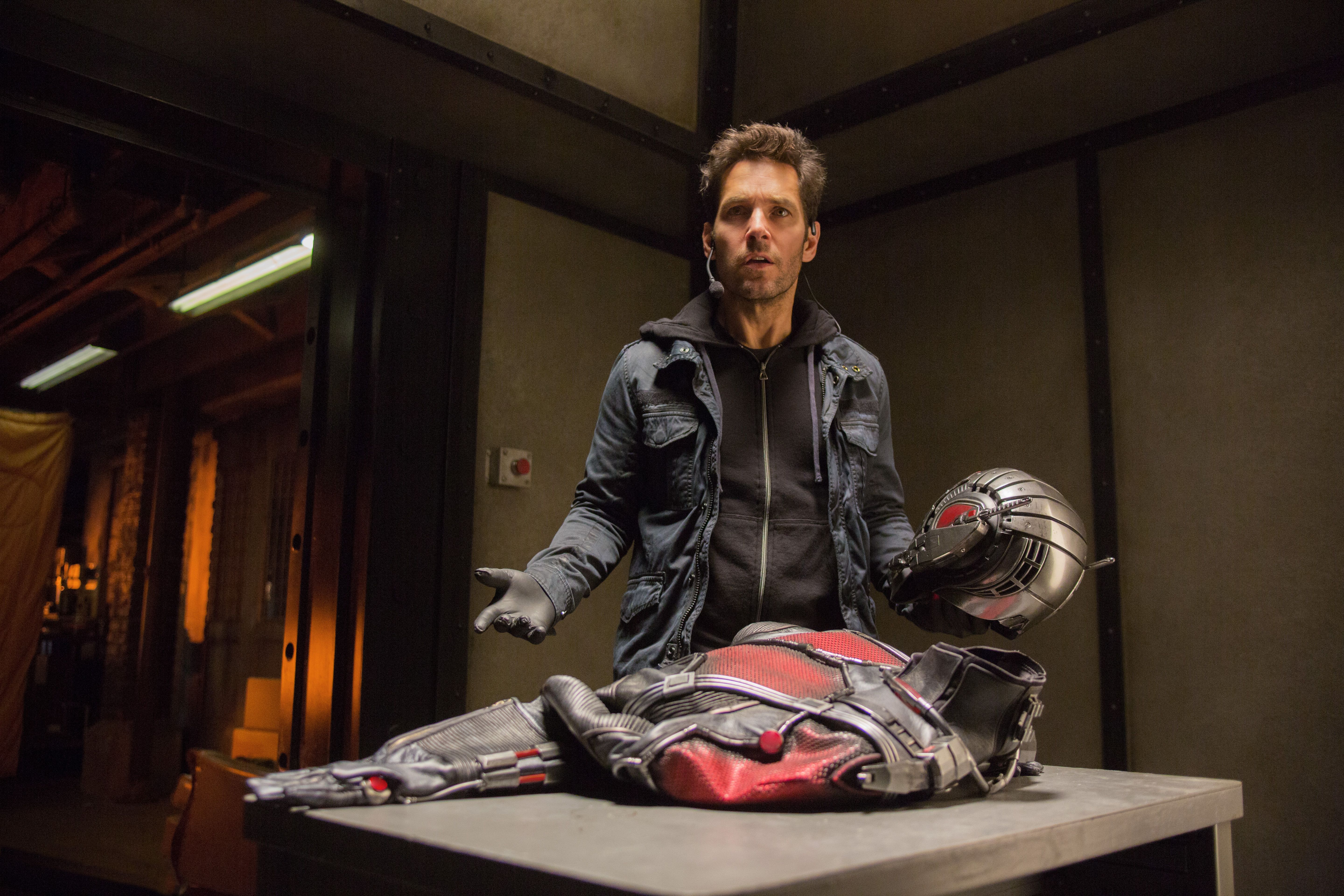 Paul Rudd Stealing Ant-Man Costume (High-Res)