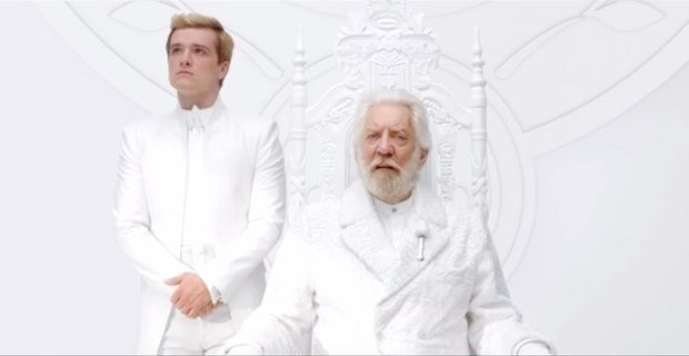 Peeta and President Snow in The Hunger Games