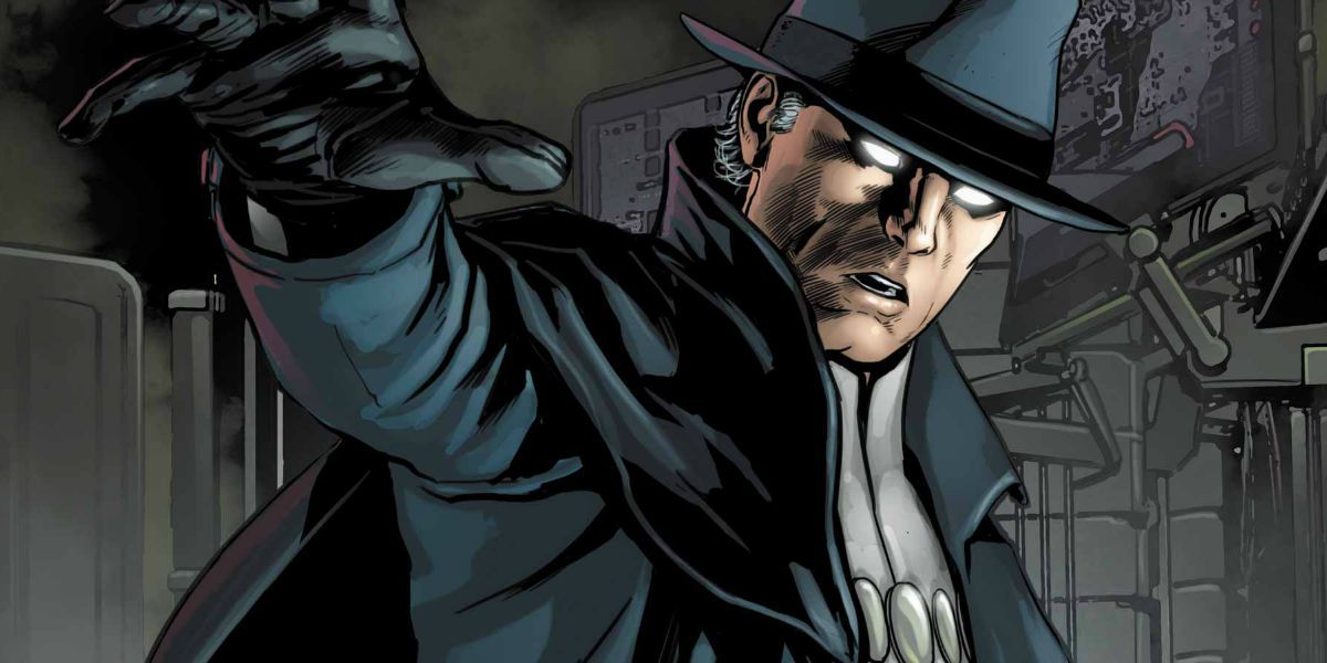 The Phantom Stranger lifting his arm in DC Comics