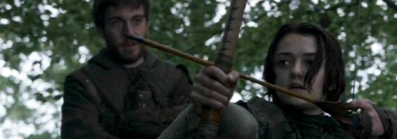 Philip McGinley and Maisie Williams in Game of Thrones The Climb