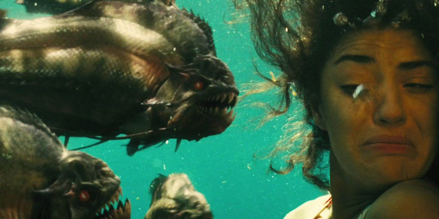 A girl being attacked in Piranha 3D