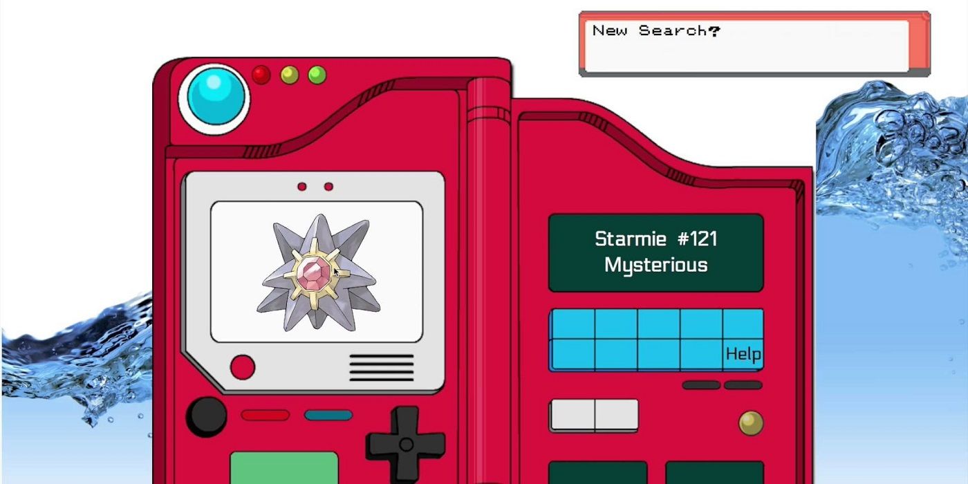 Starmie's data appears in a Pokedex