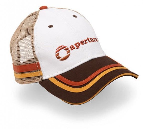 Portal 2 aperture 1970s logo trucker hat