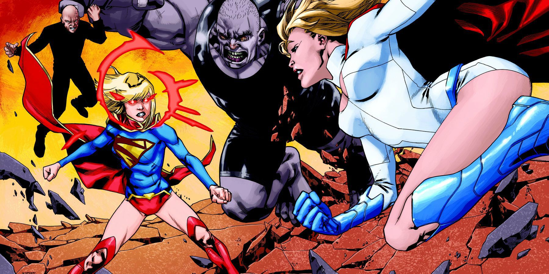 Power Girl Battling Super Girl from DC Comics