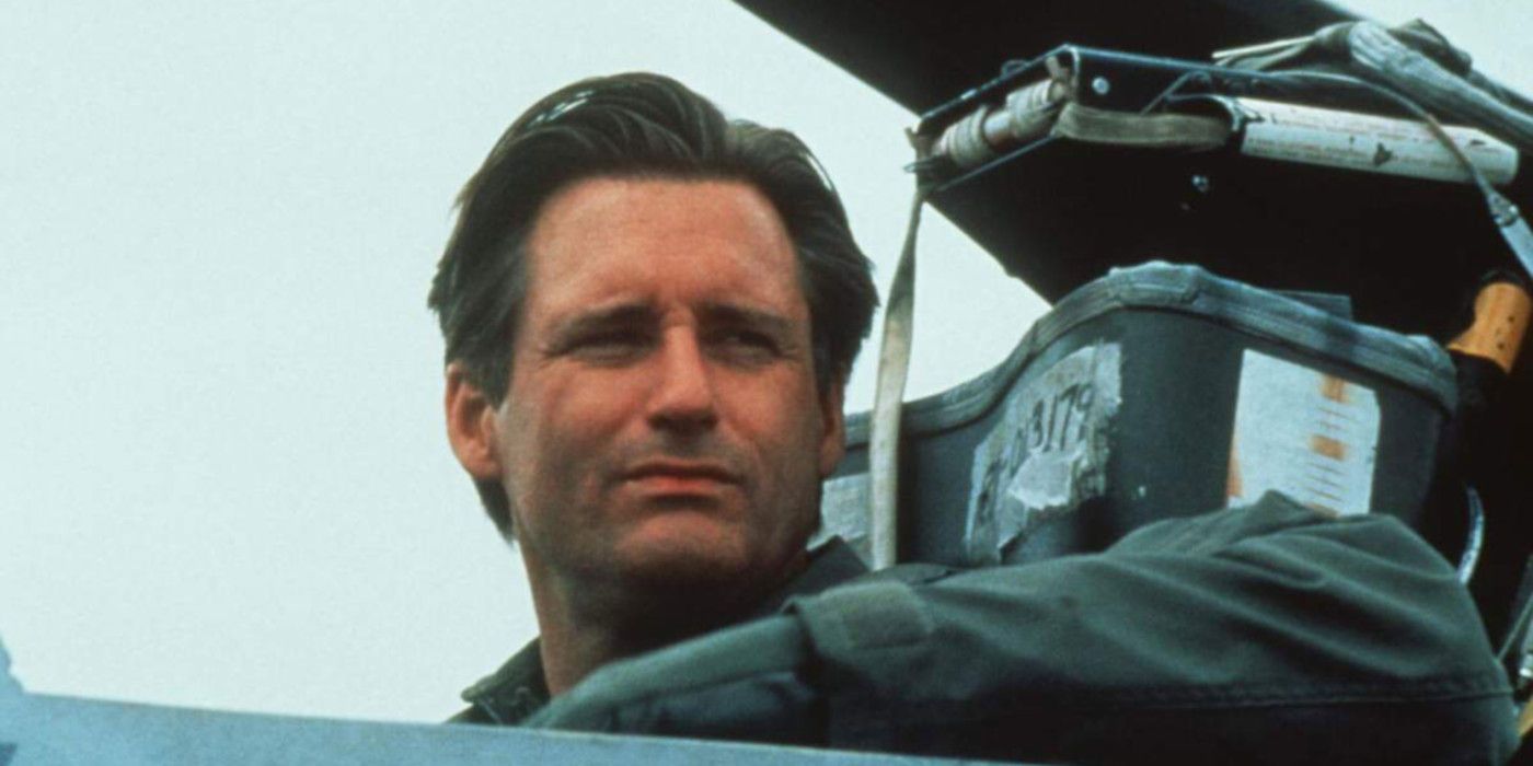 President Thomas Whitmore sitting in his fighter jet in Independence Day.