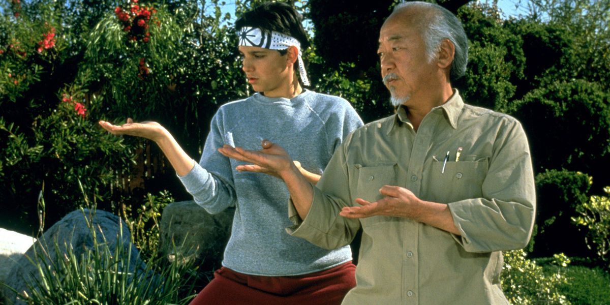 Ralph Macchio e Pat Morita no Karate Kid
