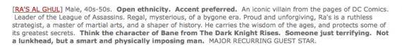 Ra's Al Ghul Casting Description Arrow Season 3