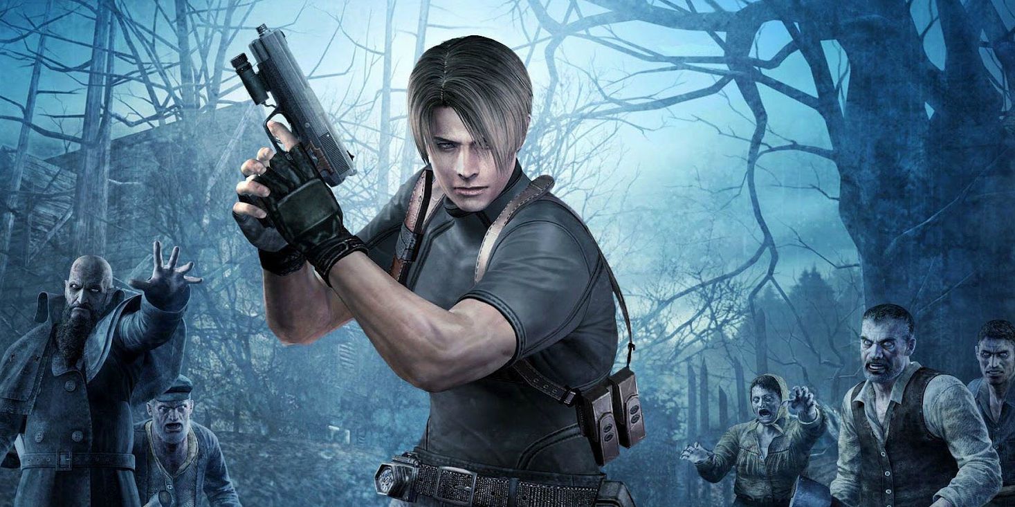 Leon poses on the cover of Resident Evil 4