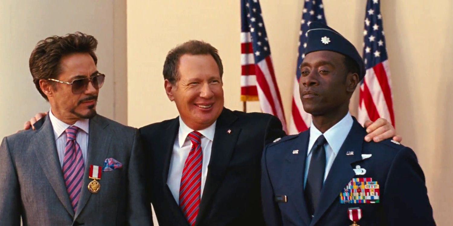 Robert Downey Jr Garry Shandling and Don Cheadle in Iron Man 2