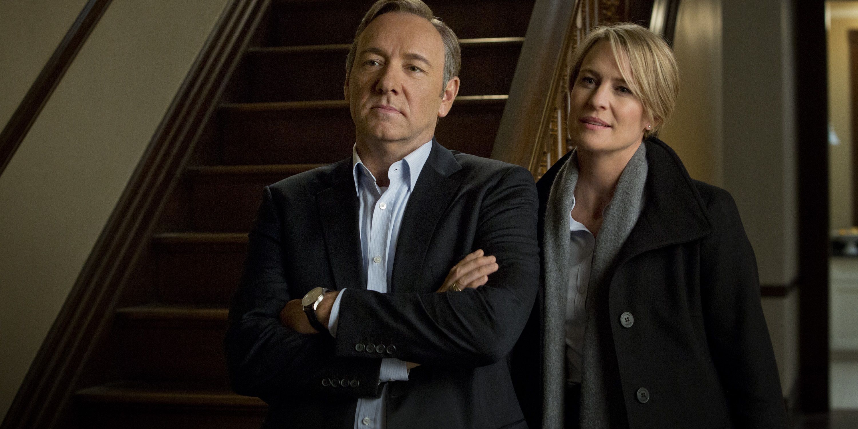 Kevin Spacey as Frank Underwood, and Robin Wright as his wife Claire Underwood on House of Cards