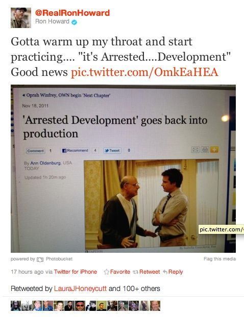 Ron Howard Tweets Arrested Development on Netflix