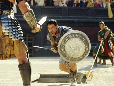 Russell Crowe as the warrior Maximus in Ridley Scott's Gladiator movie