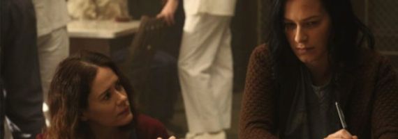 Sarah Paulson and Franka Potente in American Horror Story Asylum I am Anne Frank Pt 1