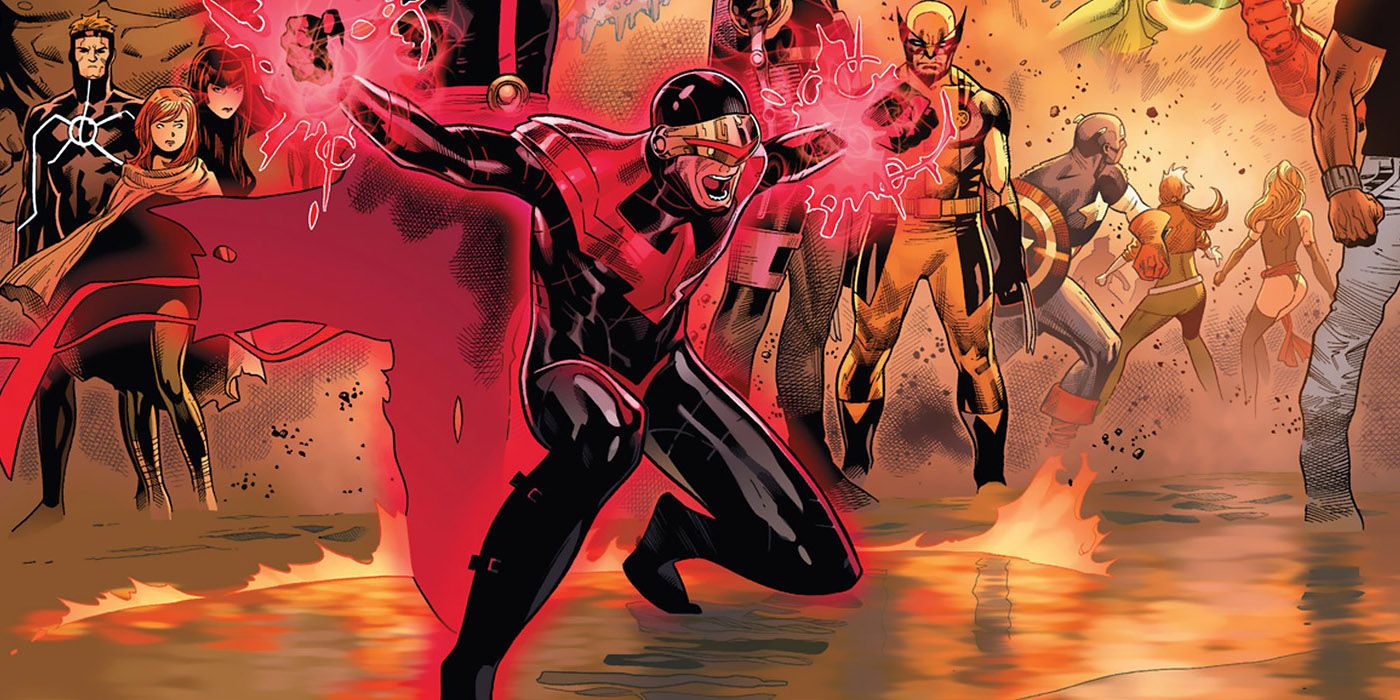 Cyclops as the Phoenix using his powers in the comics