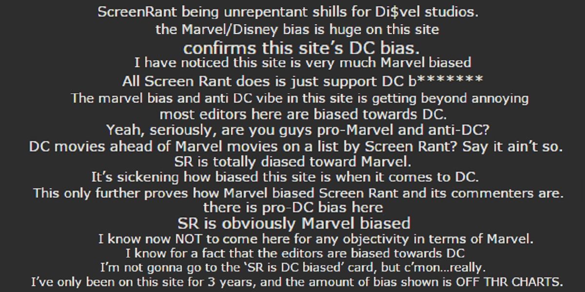 Screen Rant's Marvel DC bias