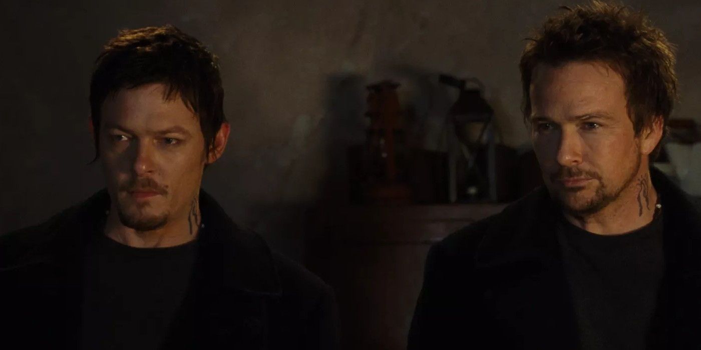 The MacManus twins look at something offscreen in The Boondock Saints 2