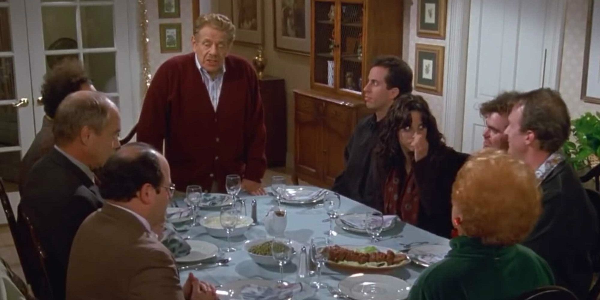 The characters having the Festivus meal in Seinfeld
