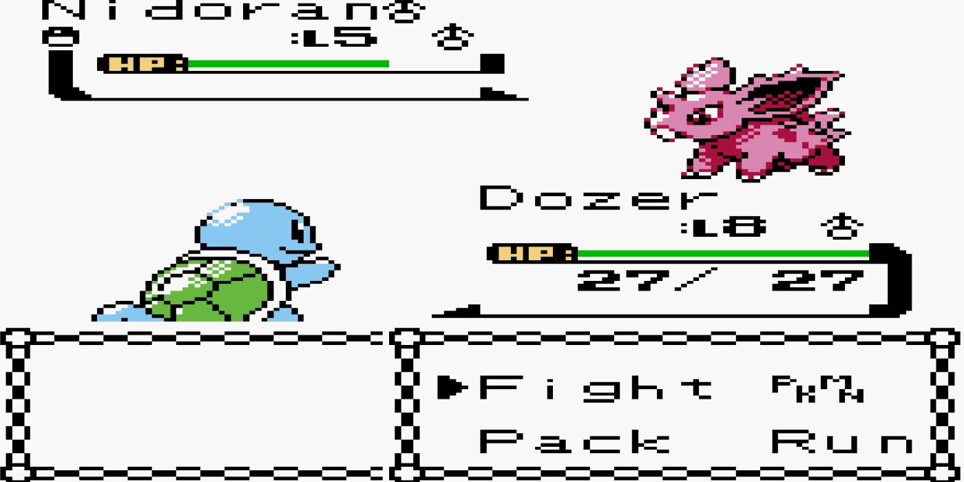 Shiny Squirtle Fighting Nidoran in Pokemon Gold