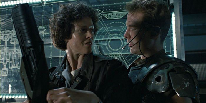 Sigourney Weaver and Michael Beihn in Aliens