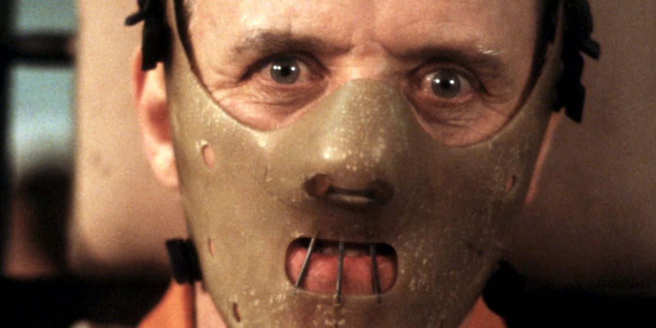Anthony Hopkins wearing a mask in Silence of the Lambs 