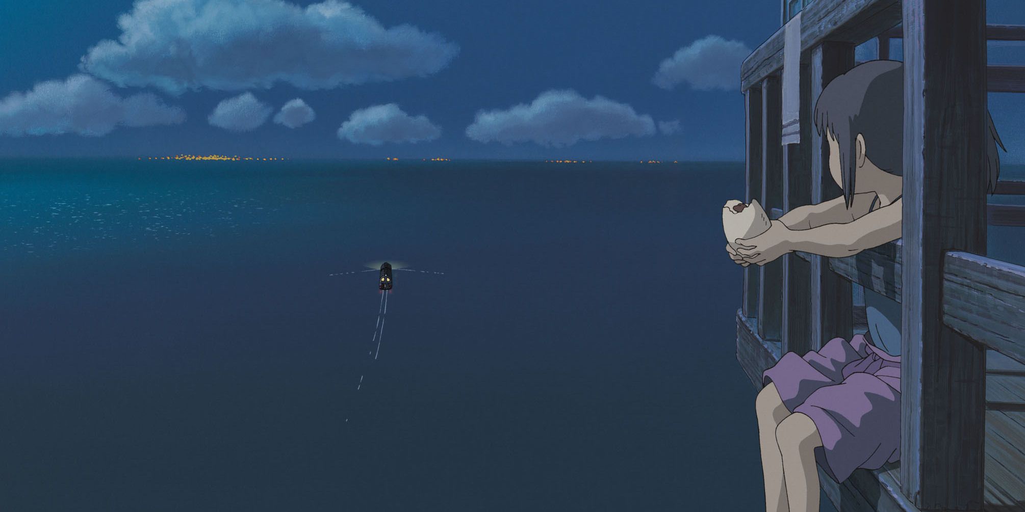 Sitting and watching boat in Spirited Away