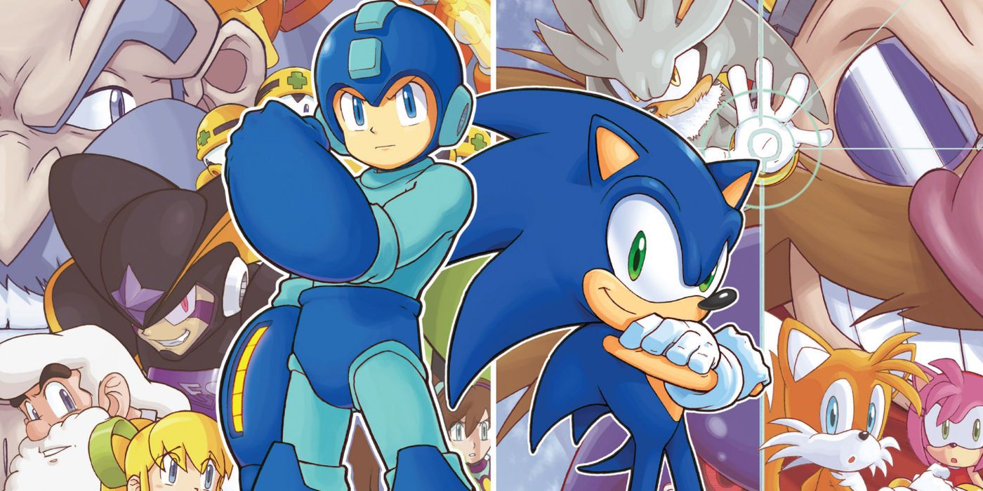 Sonic and Megaman in the Worlds Collide Crossover Comic