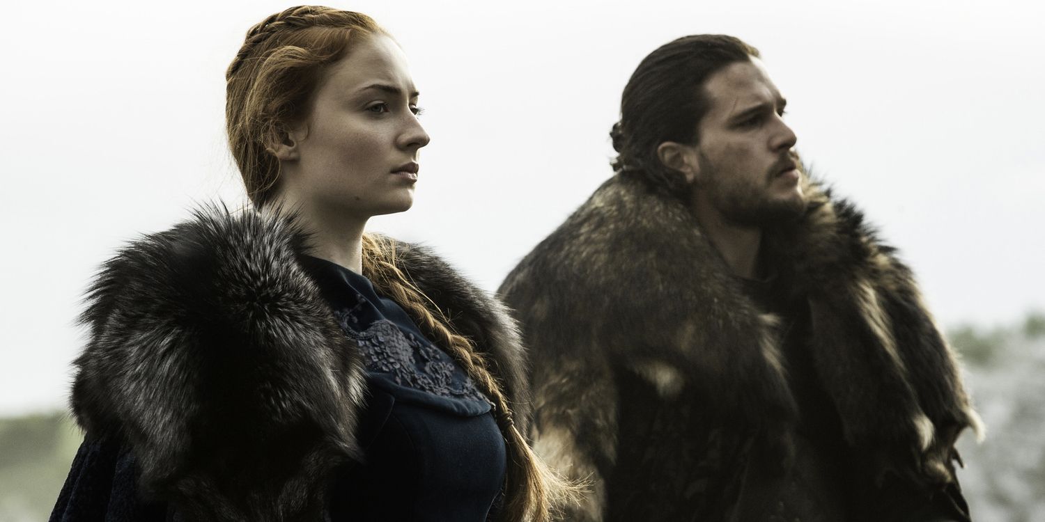 Sophie Turner and Kit Harington in Game of Thrones Season 6 Episode 9