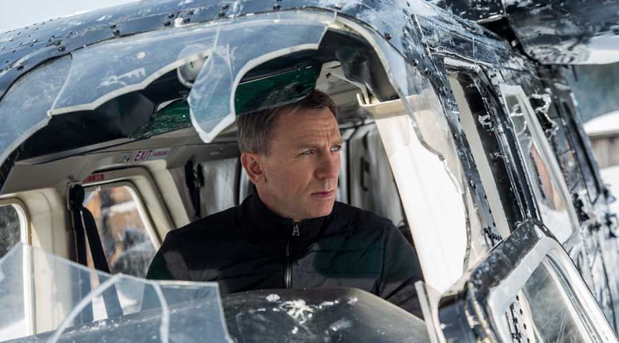 James Bond in a helicopter during Spectre's opening scene