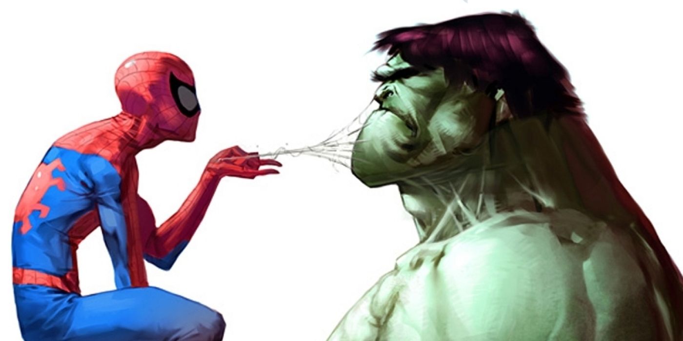 Spider-Man Webbing the Hulk
