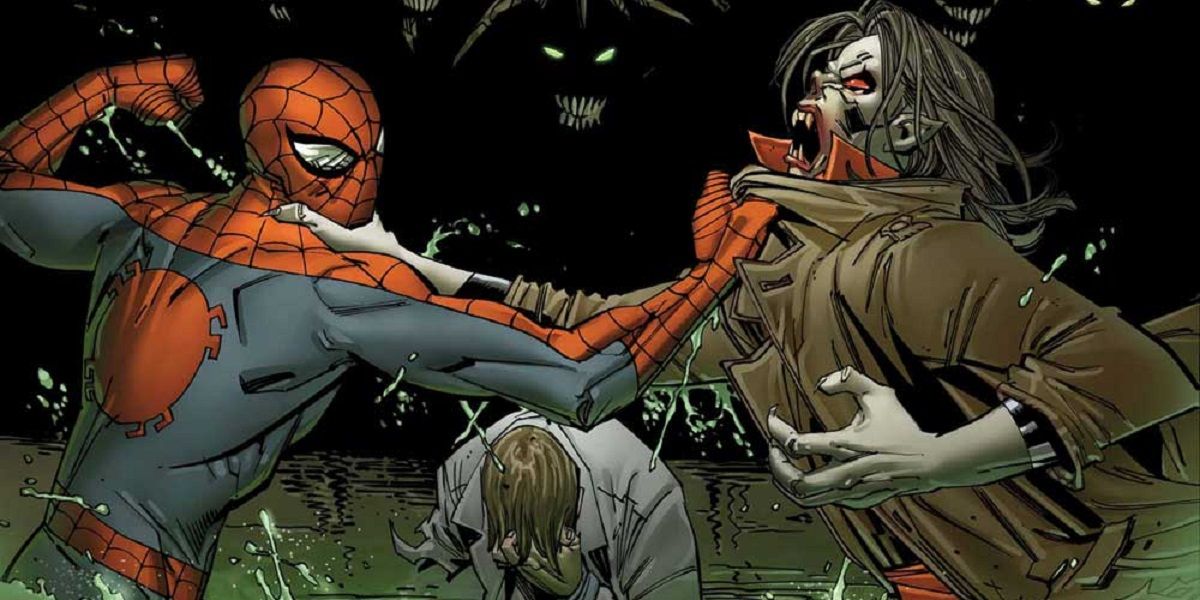 Spider-Man fighting Morbius