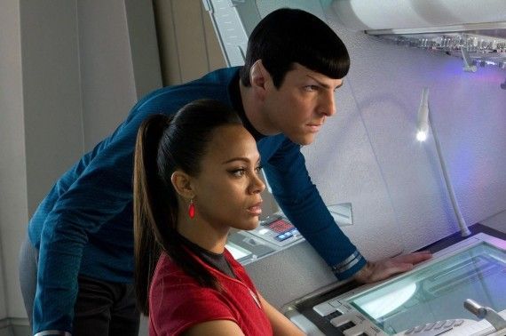Spock (Zachary Quinto) &amp; Uhura (Zoe Saldana) in 'Star Trek Into Darkness'