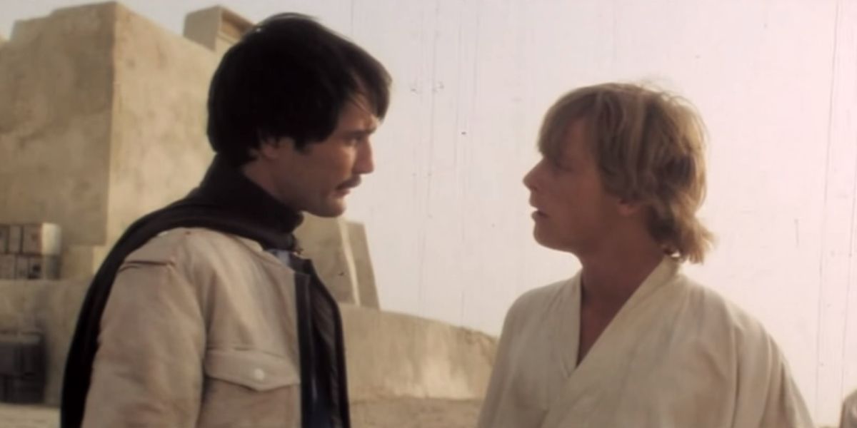 Biggs Darklighter talking to Luke Skywalker in a deleted scene from Star Wars