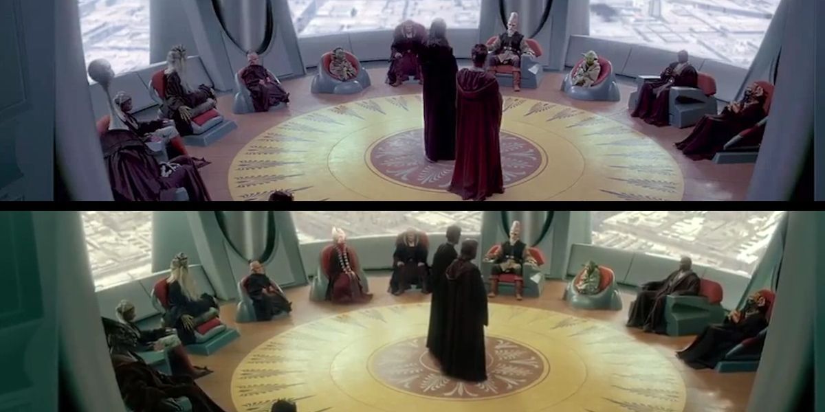 Star Wars Prequel Jedi Council Same Scene Shots