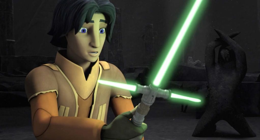 Star Wars Rebels Ezra Green Crossguard Lightsaber