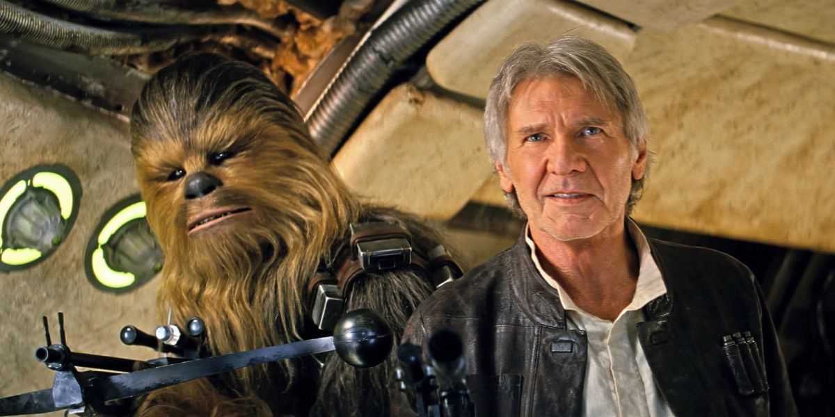Chewbacca and Han Solo Reunited with the Millennium Flacon in Star Wars The Force Awakens