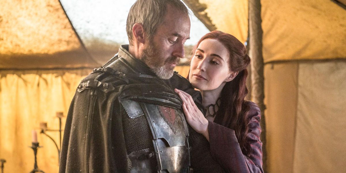 Stephen Dillane and Carice Van Houten in Game of Thrones Season 5 Episode 10