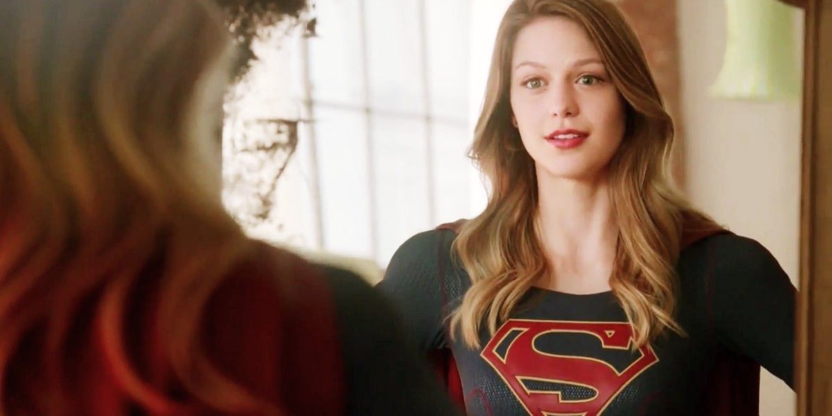 Supergirl looking in the mirror on Supergirl