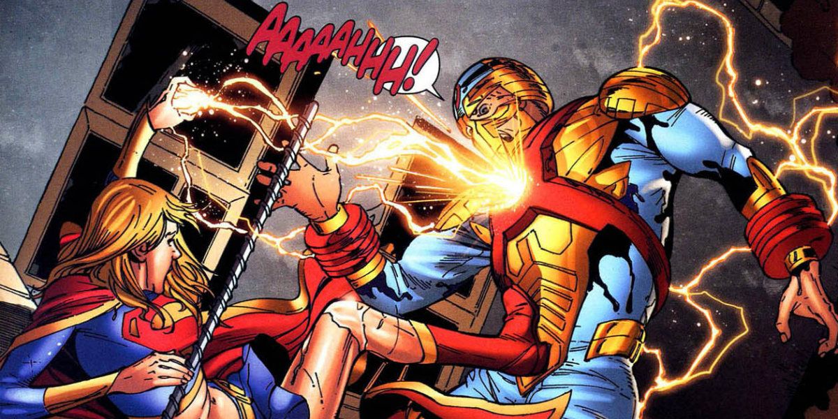 Supergirl battles Reactron in the comics