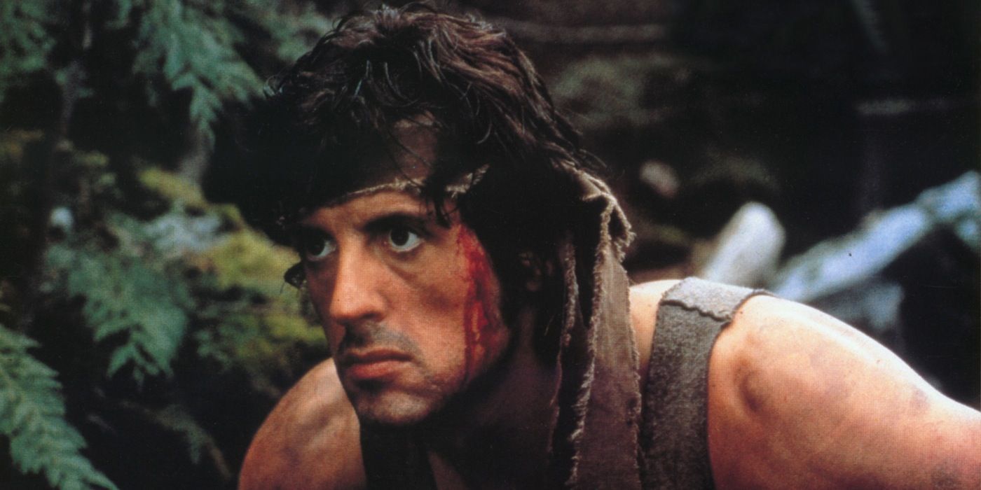 Sylvester Stallone in the woods in First Blood