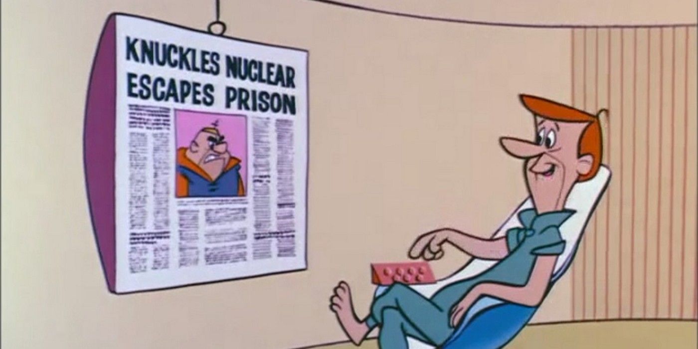 George Jetson using a tablet to read the newspaper in The Jetsons.