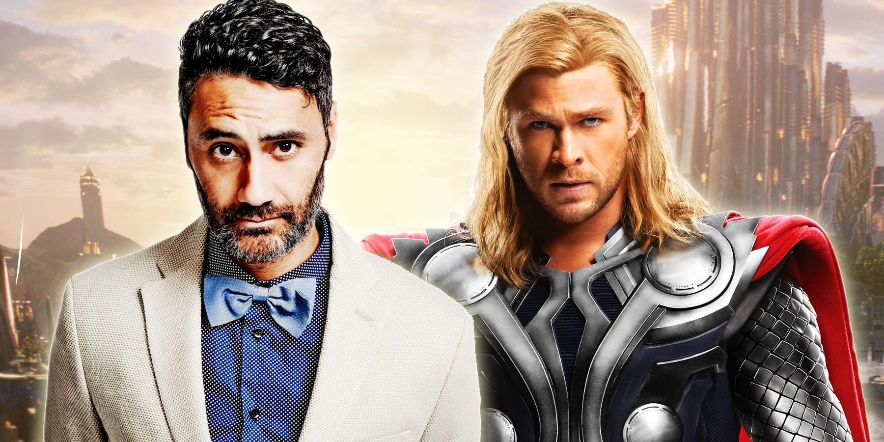Taika Waititi and Thor (Chris Hemsworth)