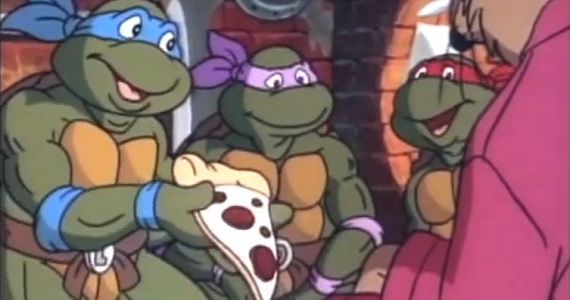 Teenage Mutant Ninja Turtles with pizza
