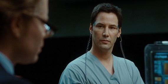Keanu Reeves as Klaatu being questioned at the beginning of The Day The Earth Stood Still
