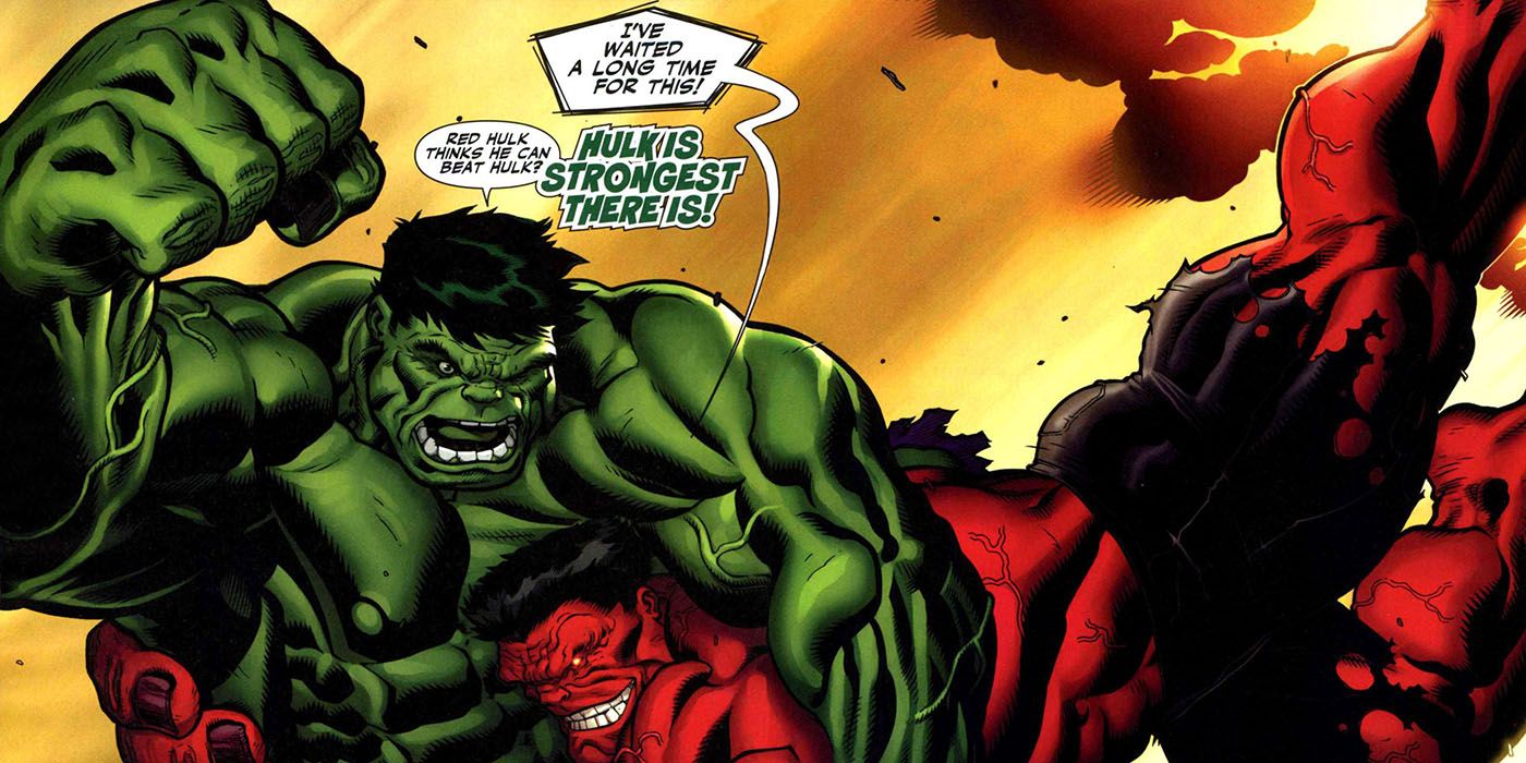 The Incredible Hulk fighting Red Hulk