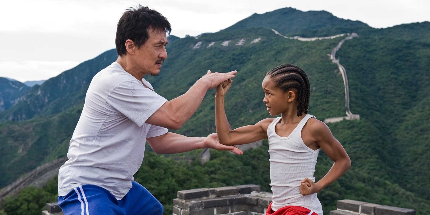 Jackie Chan and Jaden smith training above the Great Wall of China in The Karate Kid 2010